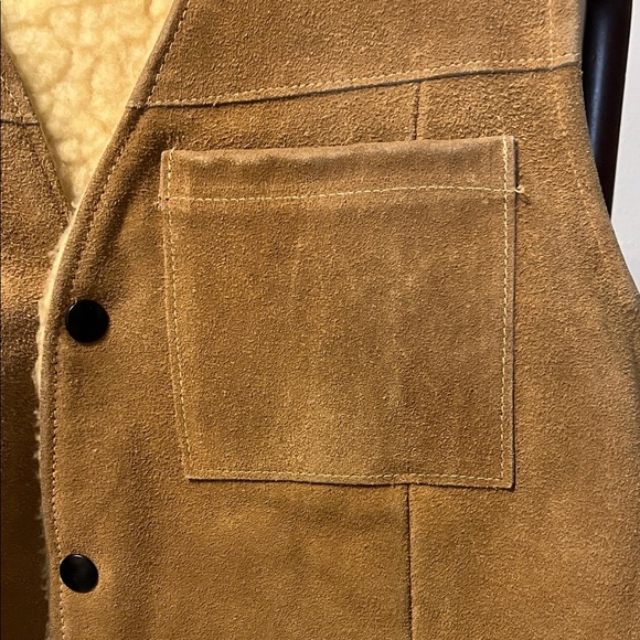 Vintage Leather Vest size medium Sherpa Lined 4 Button Jo O Kay Size M - Picture 6 of 14